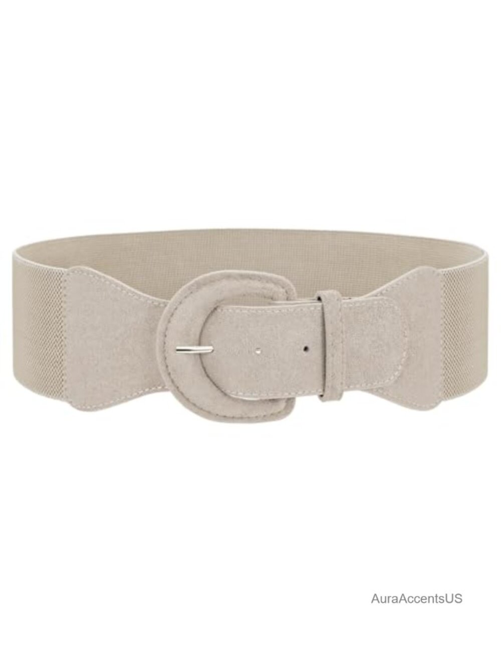 Vintage Wide Stretch Waist Belt PU Leather Chunky Buckle Retro Elastic Belt